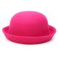 Hot pink felt dome hat with rolled brim and simple smooth crown