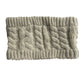 Cream knit wool earmuff headband with braided cable pattern and ribbed cuff