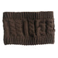 Brown knit wool earmuff headband with cable-knit texture and ribbed trim