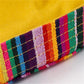 Multicolor striped brim edge with looped stitching along the border