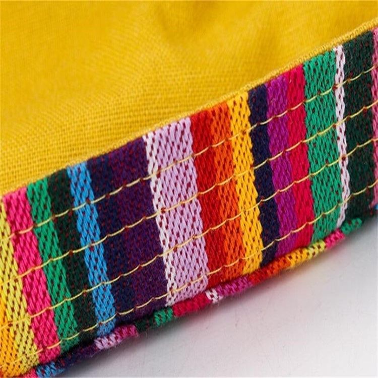 Multicolor striped brim edge with looped stitching along the border