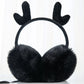 Black plush antler earmuffs with soft fur ear pads and black headband