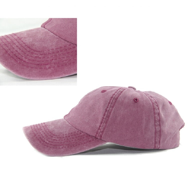 Pink washed cotton baseball cap with curved brim, side and back angles