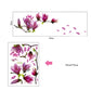 Magnolia wall decal sheet diagram with pink flowers and petals; 50×70cm shown