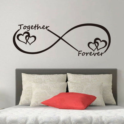 Infinity-style wall decal with Together Forever and heart icons, black