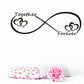 Infinity-style wall decal with Together Forever and two heart icons, black