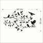 Bird and branch wall sticker decal, black silhouettes; 60 x 35 cm