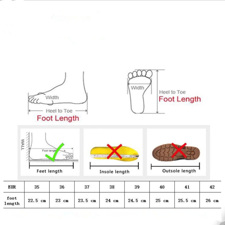 Boot size chart diagram showing foot length and width measurements for EUR sizes