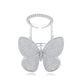 Silver-tone adjustable butterfly crystal ring with four glittering wings and open band