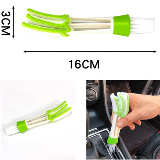 Car cleaning brushes: white bristles with green spiral detail and green handle