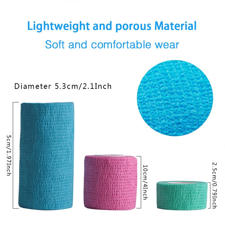 Colored self-adhesive elastic bandage rolls, teal, purple, green