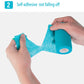 Hands applying a blue self-adhesive elastic bandage roll