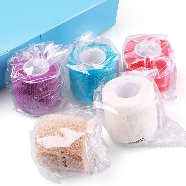 Packaged self-adhesive elastic bandages in bags, beige, blue, pink