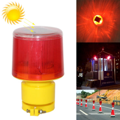 Red warning flash beacon light with yellow base, dome lens on a screw mount