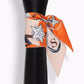 Tarot letter small scarf with silver star motifs and letter S on peach orange print