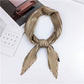 Silk square scarf, olive tan pleated stripes with tied knot at center
