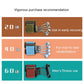 Finger trainer device strength guide showing 20 lb, 40 lb, and 60 lb with wrist straps