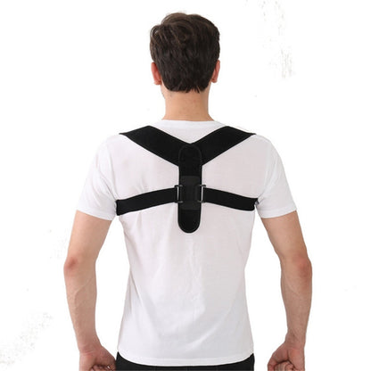 Black posture correction belt with back Y-strap and central shoulder pad