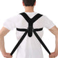 Black over-the-shoulder posture brace with X-cross straps on back