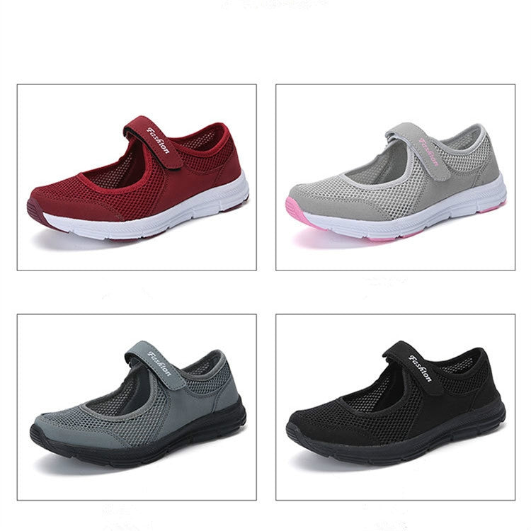 Assorted color mesh flat sneakers with slip-on design, 4 color options