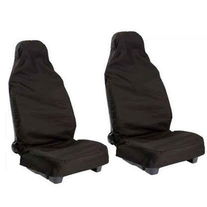 Black front car seat covers with headrest and seat base, protective fit
