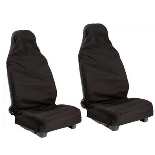 Black front car seat covers with headrest and seat base, protective fit
