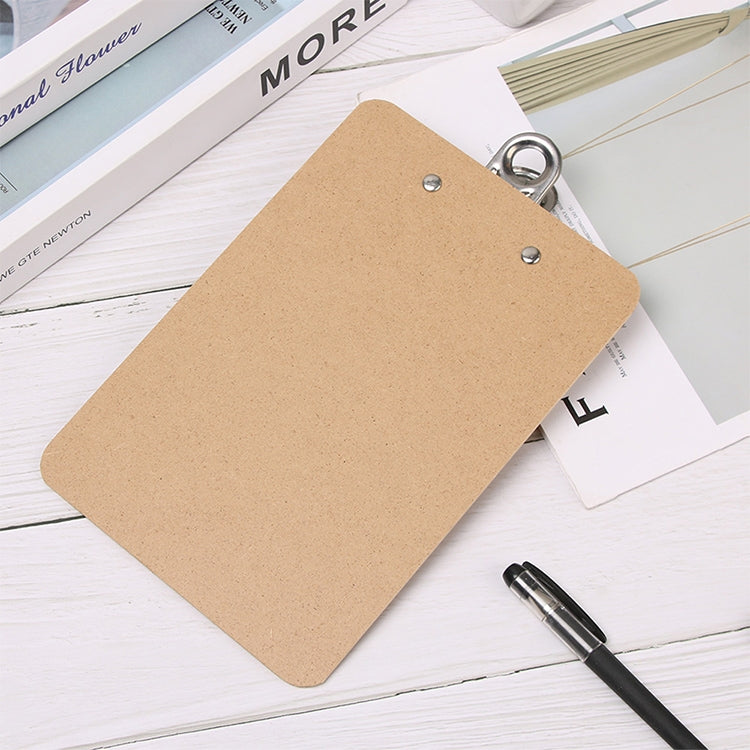 Flat kraft hardboard clipboard with metal clip and hole corners