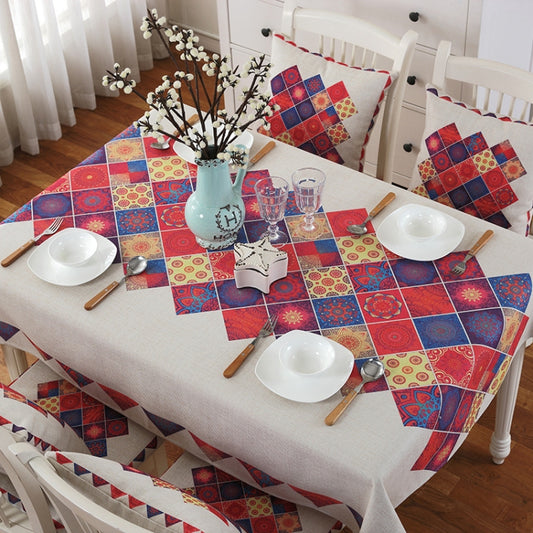 Retro Pattern Linen Table Cloth For Dinner Home Decor Dustproof Table Cover, 85x85cm, 110x110cm, 110x160cm, 130x180cm, 140x140cm, 140x200cm