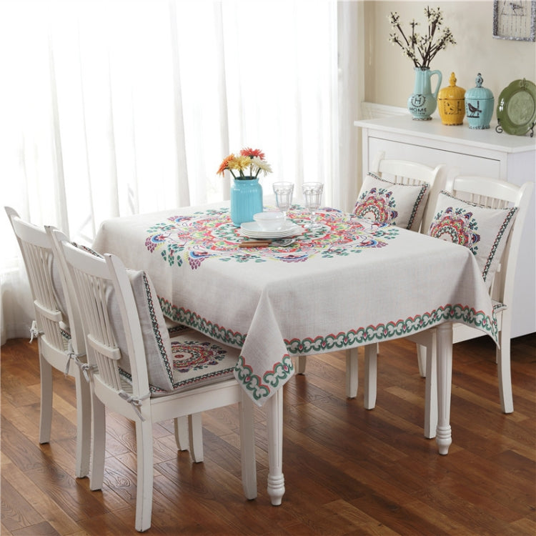 Retro Pattern Linen Table Cloth For Dinner Home Decor Dustproof Table Cover, 85x85cm, 110x110cm, 110x160cm, 130x180cm, 140x140cm, 140x200cm