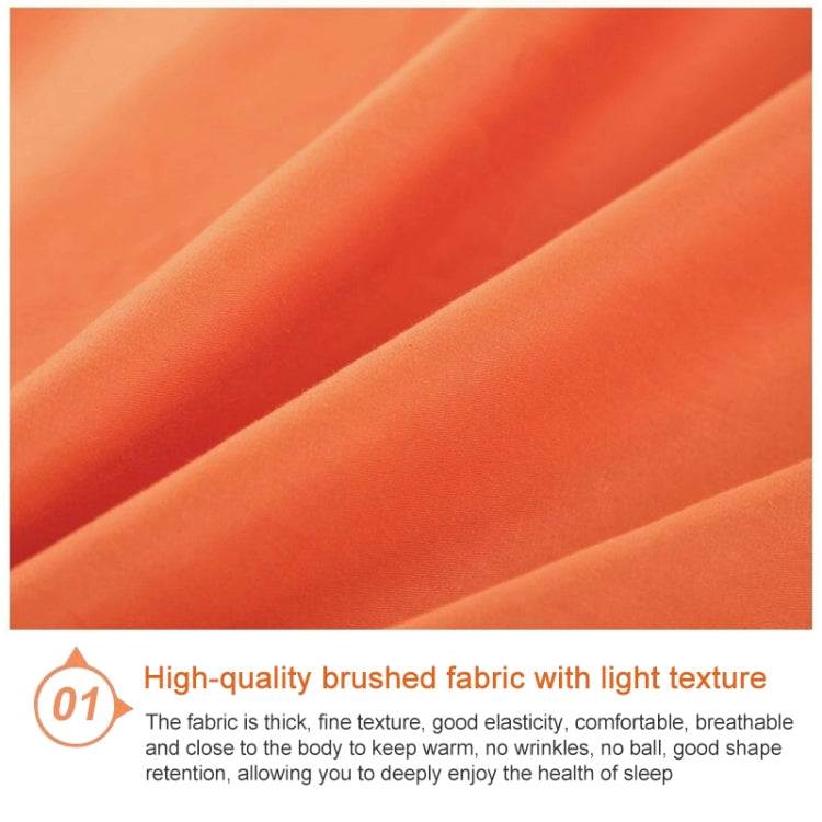 Orange fitted mattress protector fabric close-up with fine brushed texture
