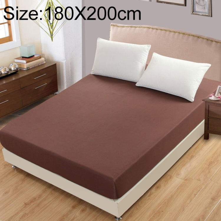 Brown fitted mattress protector cover with smooth top and elastic corner fit