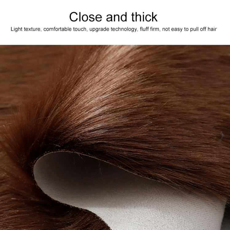 Brown faux wool cushion mat close-up showing thick fur and backing