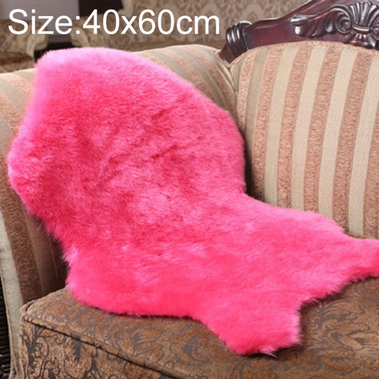 Pink faux wool sofa cushion mat, 40x60 cm, plush long fur shape