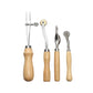 Wood-handled leather sewing tools set with awl and cutting/edging tools