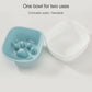 Two-piece set: blue and white plastic anti-choke hanging pet bowls, ribbed side clip
