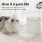 White automatic cat water dispenser with clear tank and drinking bowl, with side tray