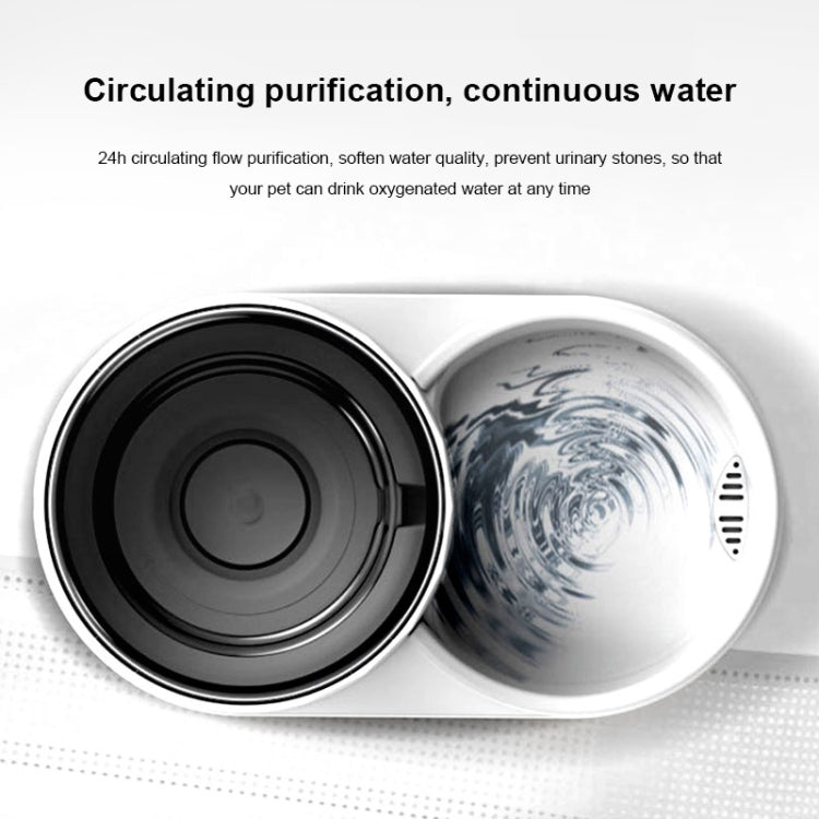 White pet water dispenser cross-section with circulating water in tank