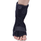 Black plantar fasciitis brace covering heel and arch with hook-and-loop strap