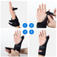 Black wrist brace shown from multiple angles with thumb support and adjustable straps