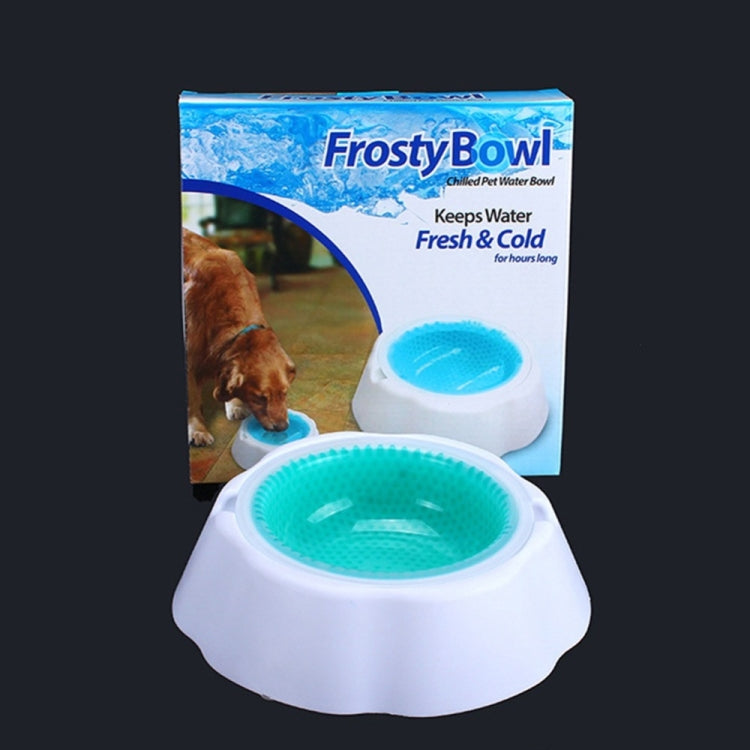 Pet cooling speed bowl in boxed packaging, white base with green textured insert