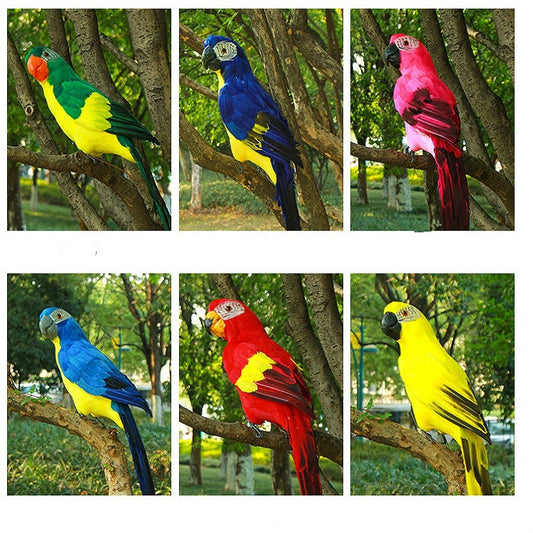 45CM Simulation Parrot Simulation Bird Macaw Foam Feather Parrot Sen Gardening Decoration, Green, Yellow, Blue, Pink, Red, Light Green