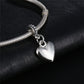 Silver heart bead charm pendant with open loop for necklace or bracelet