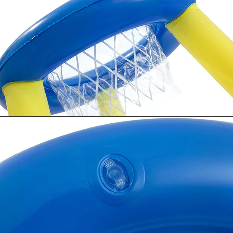 Inflatable basketball hoop net, blue frame with yellow support posts