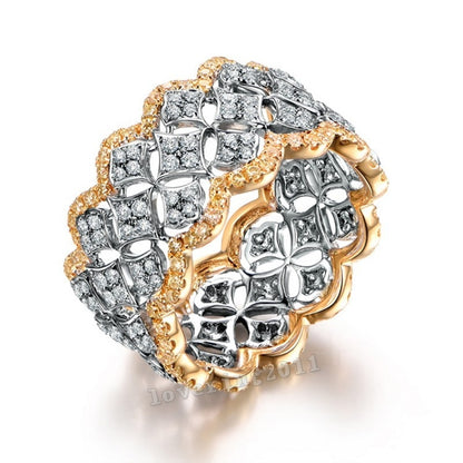 Plated Color Micro Set Ring Luxury Diamond Gold Wedding ring, Size:7, Size:6, Size:9, Size:8, Size:10