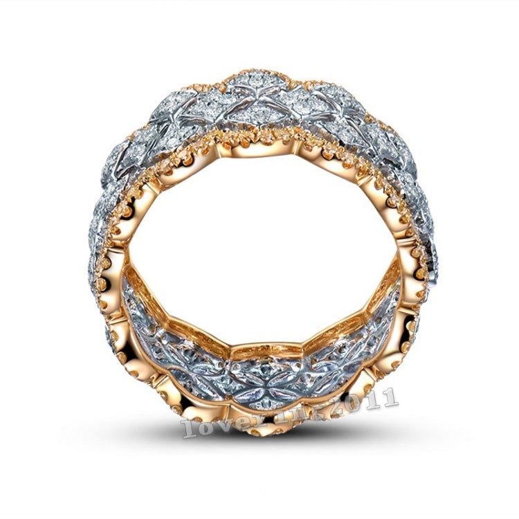 Plated Color Micro Set Ring Luxury Diamond Gold Wedding ring, Size:7, Size:6, Size:9, Size:8, Size:10