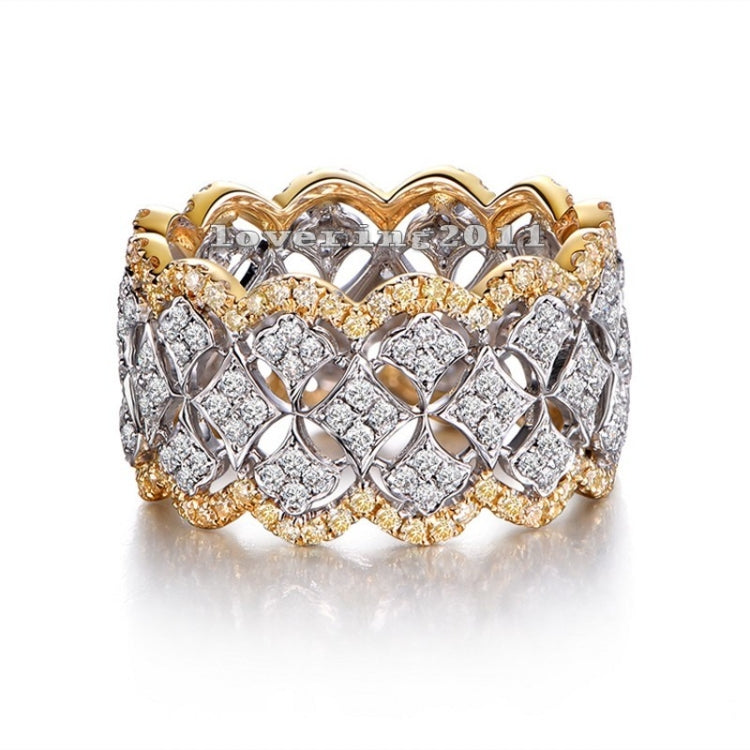 Plated Color Micro Set Ring Luxury Diamond Gold Wedding ring, Size:7, Size:6, Size:9, Size:8, Size:10