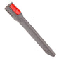 Gray crevice nozzle with red top button, angled for detail vacuuming