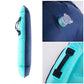 Inflatable turquoise kick board with black strap handles and clear air valve