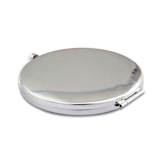 Diamond-encrusted Metal Double Side Folding Mini Portable Round Small Makeup Mirror, White, Red, Pink, Sky Blue, Green, Color White, Bright Black