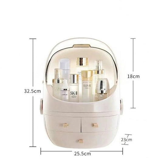 Portable Dust-proof Transparent Round Cosmetic Drawer Type Storage Box, Small Beauty Powder, Small Pearl White